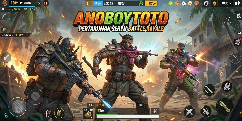 Tangkapan layar ANOBOYTOTO menunjukkan aksi pertarungan yang seru di Battle Royale.