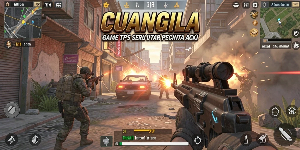 Screenshot utama CUANGILA menampilkan aksi tembak-menembak yang mendebarkan.