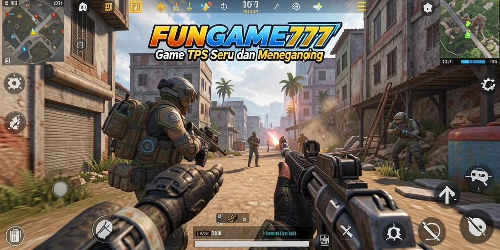 Screenshot FUNGAME777 menunjukkan aksi seru dalam gameplay TPS.