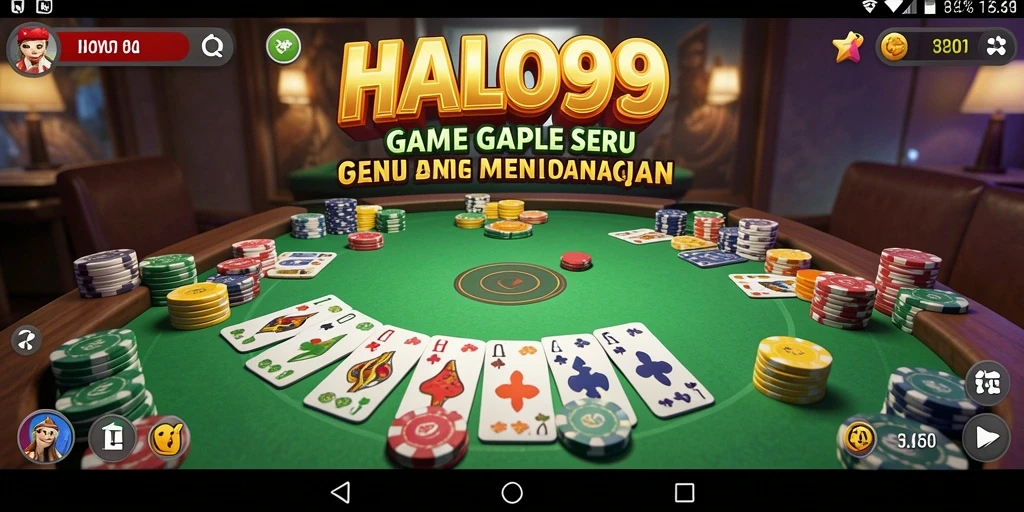 Tampilan gameplay seru dalam permainan Gaple HALO99.