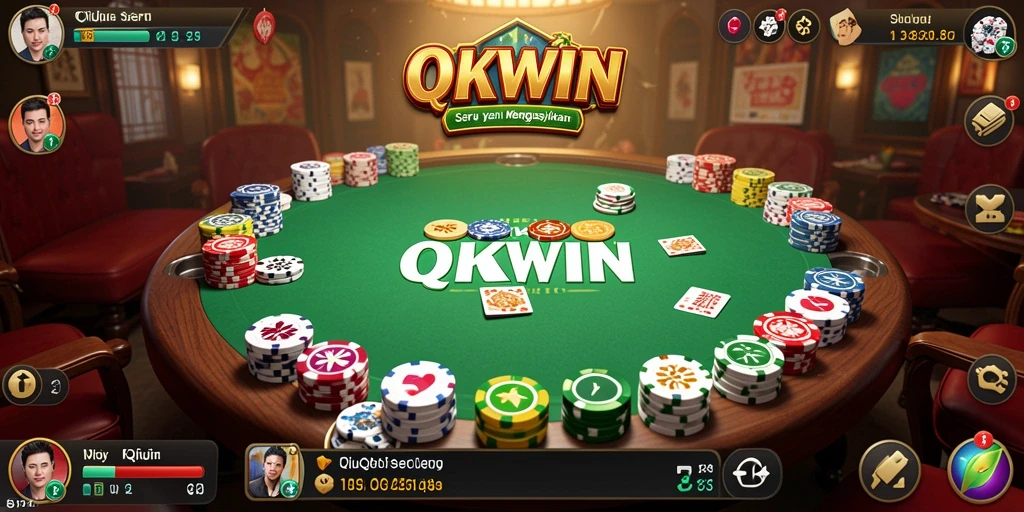 Screenshot utama OKWIN menampilkan aksi seru dalam permainan QiuQiu.