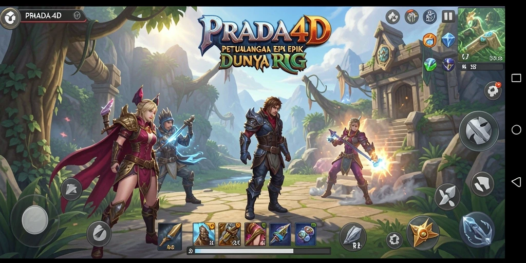 Screenshot PRADA4D menampilkan karakter dalam pertarungan seru di dunia RPG.