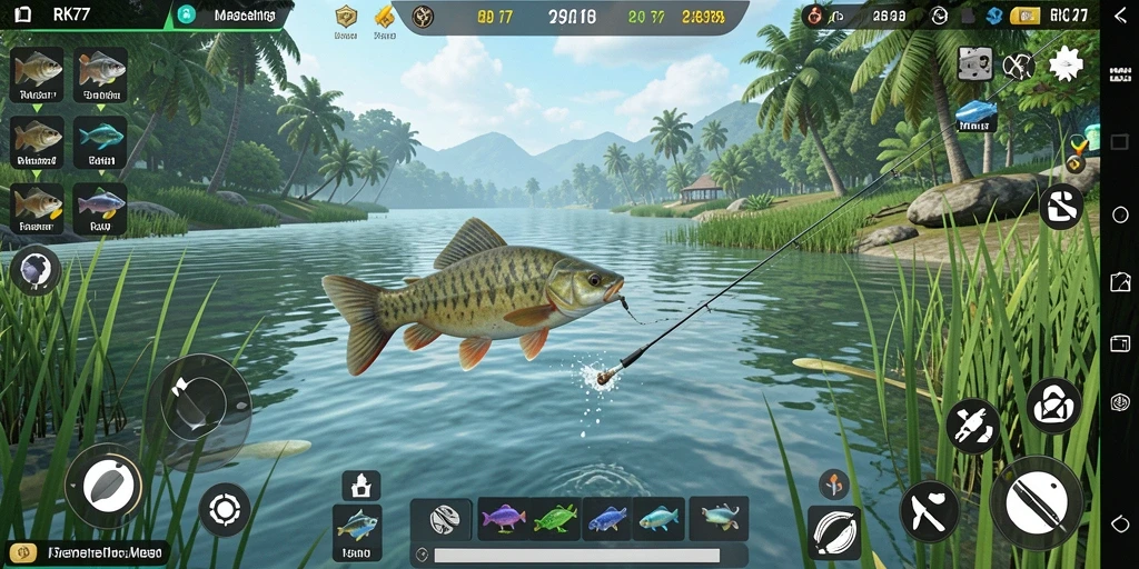 Tangkapan ikan besar dalam gameplay RK77 yang seru.
