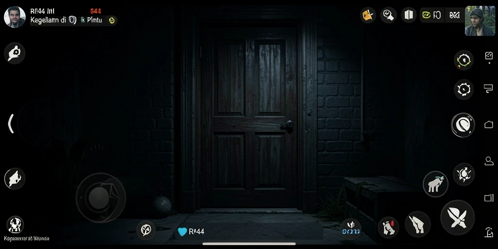 Tampilan gameplay menegangkan di dunia <strong>RR44</strong> yang gelap.