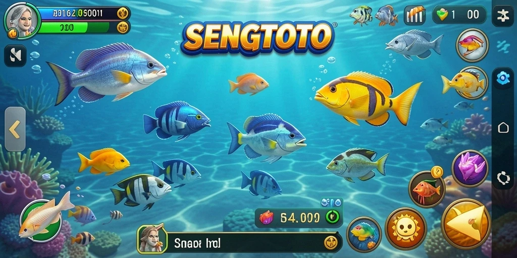 Screenshot gameplay SENGTOTO yang menampilkan aksi tembak ikan.